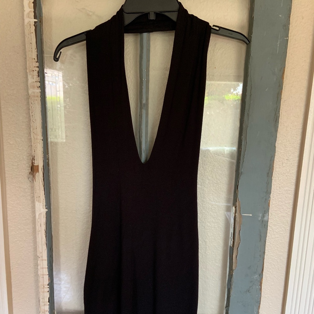 Black Deep V Backless dress